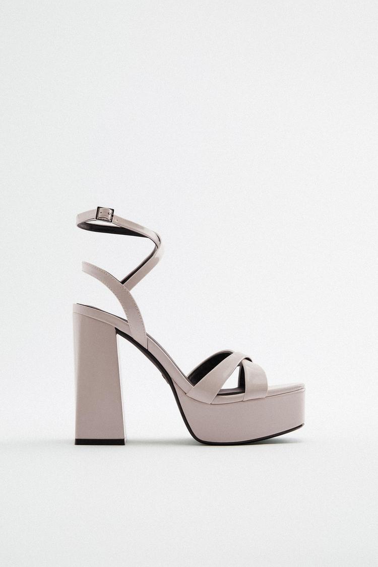 High quality NEW! Zara Ankle Strap Heeled Platform Shoes